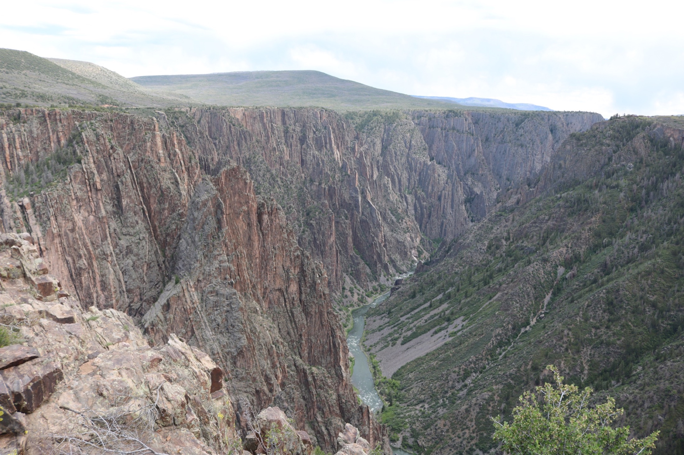A wide view across the sheer walls of Black Canyon of the Gunnison